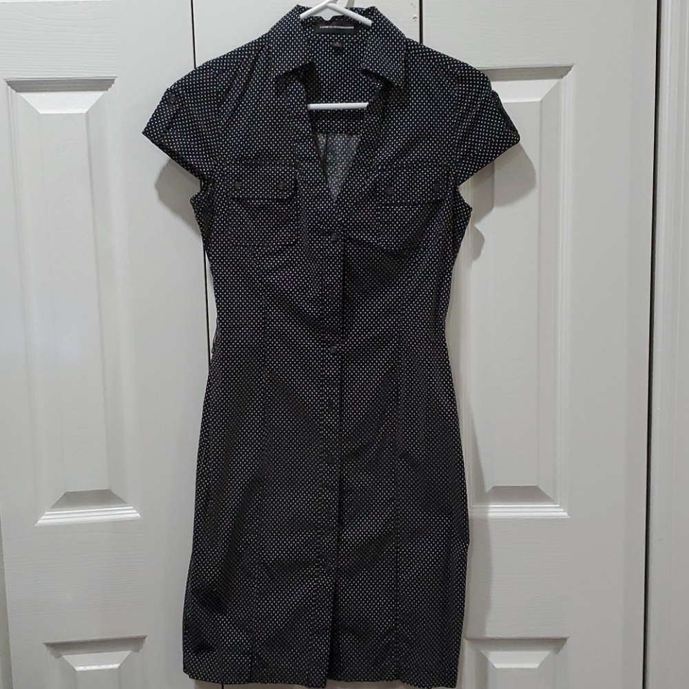 Express Polka Dot Button Down Midi Dress